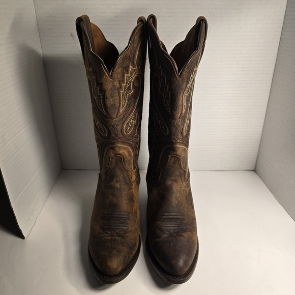 Dan Post Shoes - Dan Post Womens Leather Western Cowboy Boots Brown Distressed Size 6.5 M